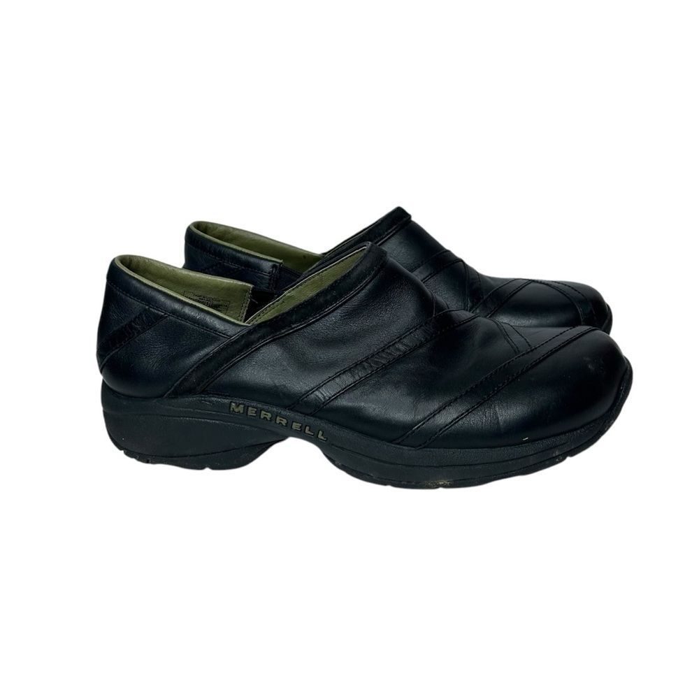 Merrell Black Leather Slip-On Shoes